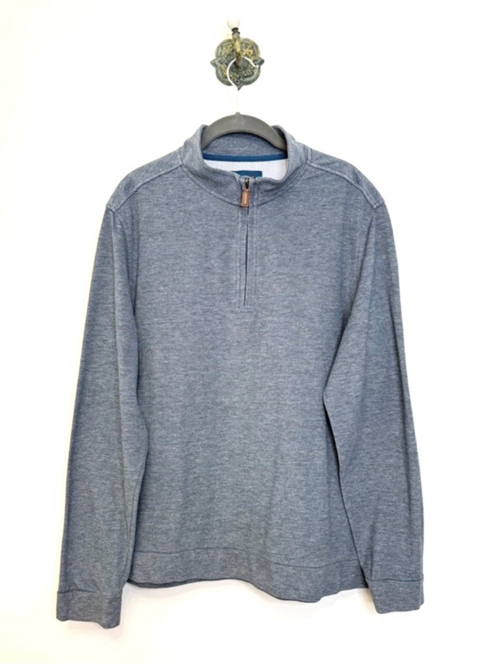 Fairlane Performance Pique Blue Long Sleeve Quarter Zip Pull Over Men's Size L